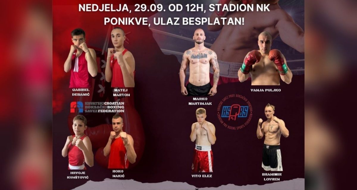 PAROVI 1. GAJNICE BOXING CHALLENGEA (nedjelja, 29. rujna 2024. od 12.00 sati) U ringu na igralištu NK Ponikvi predviđena 32 meča u svim dobnim skupinama